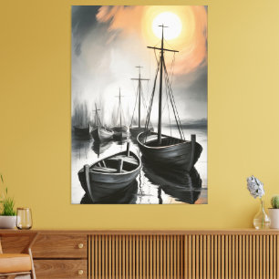 Silent Harbour Eclipse Canvas Print