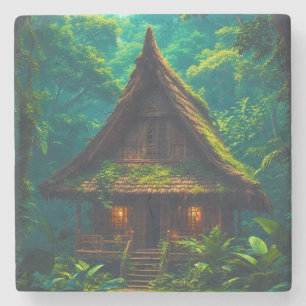 Silent House in the Tropical Forest Stone Coaster