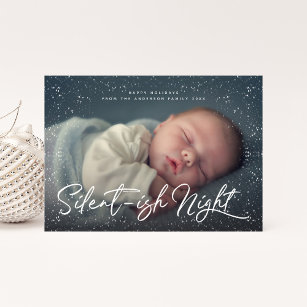 Silent-ish Night Snow Full Photo Holiday Card