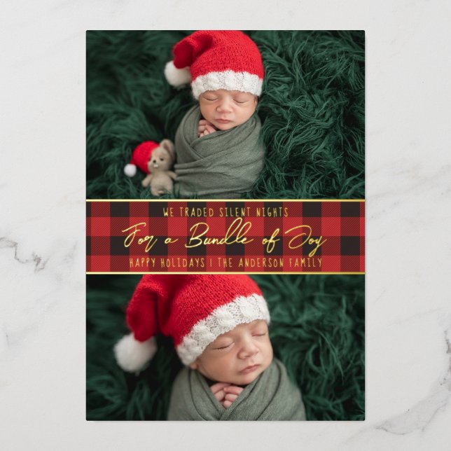 Silent-Less Nights | Christmas Birth Announcement (Front)