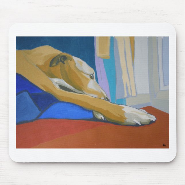 'Silent Longing' - Yellow lurcher Mouse Pad (Front)