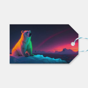Silent Majesty: Polar Bear Under Northern Lights Gift Tags