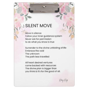 Silent Move - Encouragement Poem Poetry Clipboard