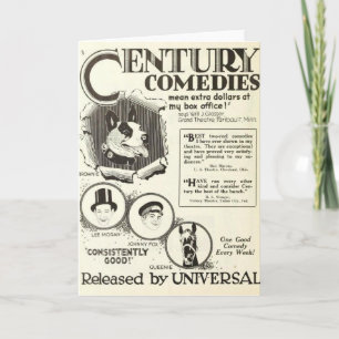 Silent movie animal actors 1922 greeting card
