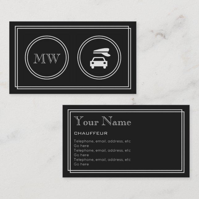 "Silent Movie" Chauffeur Business Cards (Front/Back)