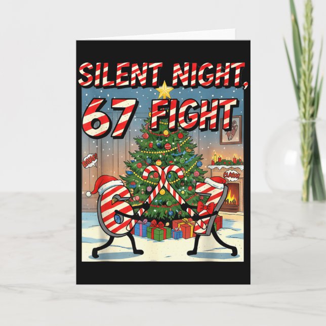 Silent Night 67 Fight Christmas Cartoon Tee  Card (Front)