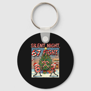 Silent Night 67 Fight Christmas Cartoon Tee Key Ring