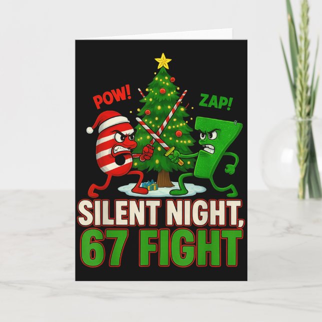 Silent Night 67 Fight Funny Christmas  Card (Front)