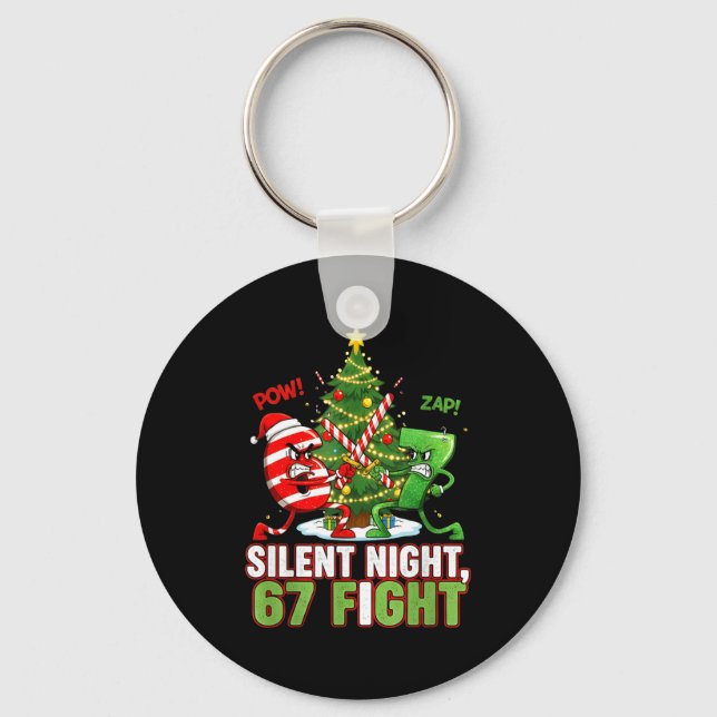 Silent Night 67 Fight Funny Christmas  Key Ring (Front)