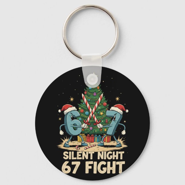 Silent Night 67 Fight Funny Christmas Tee  Key Ring (Front)