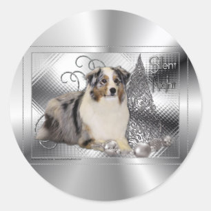 Silent Night - Australian Shepherd Classic Round Sticker