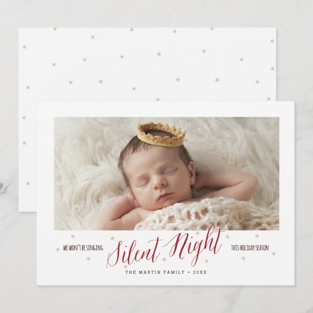 Silent Night Baby's First Christmas Holiday Card (Front/Back)