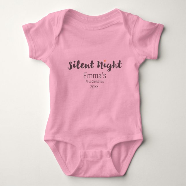 Silent Night, Baby's first, Christmas, Personalise Baby Bodysuit (Front)