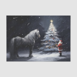 Silent Night - Beautiful Horse and Santa Christmas Tissue Paper