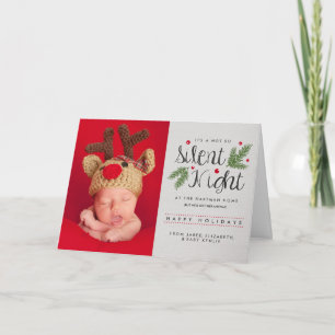 Silent Night Birth Announcement Greeting Card