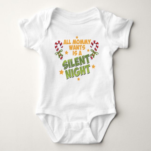Silent Night Christmas baby bodysuit (Front)