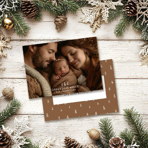 Silent night Christmas elegant modern photo Holiday Card