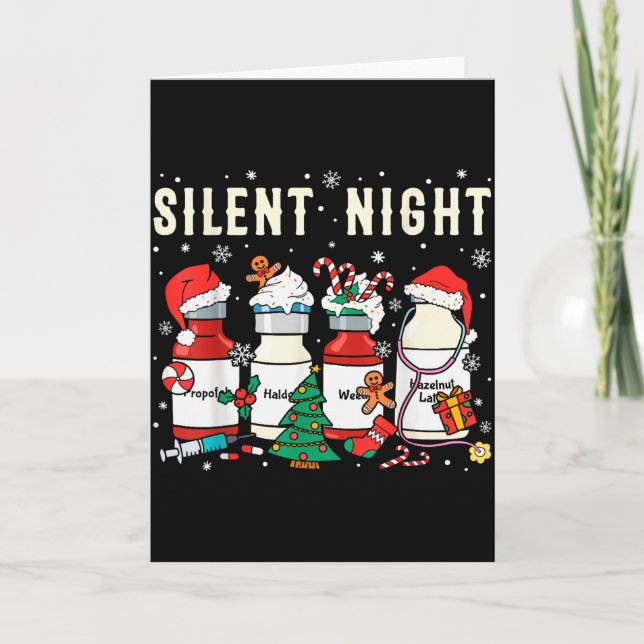 Silent Night Christmas Nurse Medical Profol Doctor Card (Front)