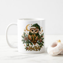 Silent Night Christmas Owl Holiday Coffee Mug