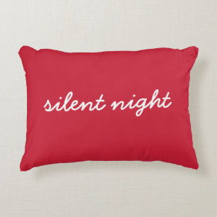 Silent Night Christmas Quote Festive Red Modern Decorative Cushion