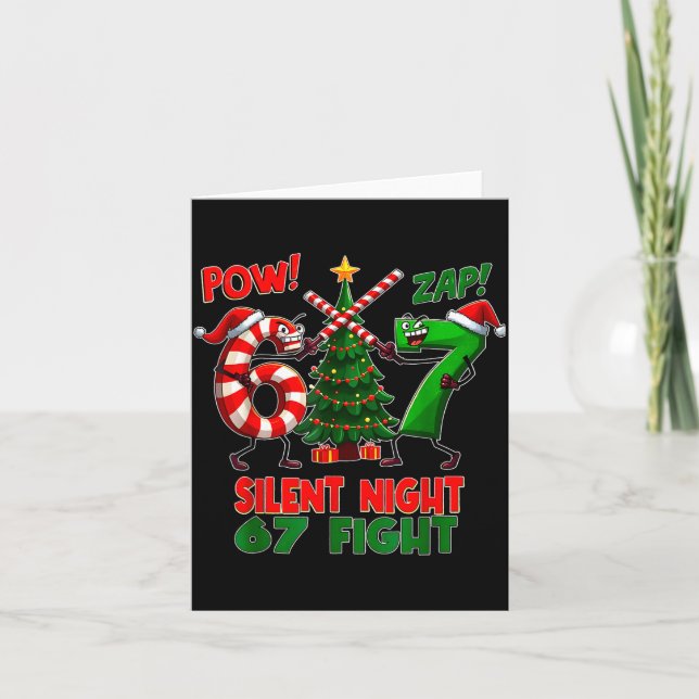 Silent Night Christmas Tree 67 Pajamas Funny Six S Card (Front)