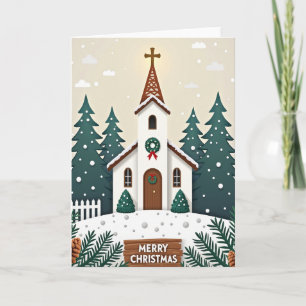 Silent Night Church Christmas Card