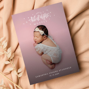 Silent Night Cute Christmas Baby Birth Photo Announcement