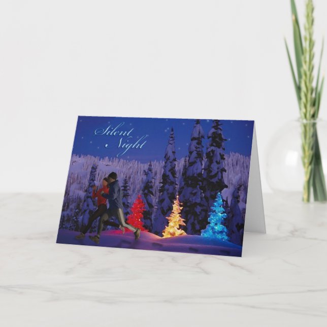 Silent Night - Double Running By Holiday Card (Front)
