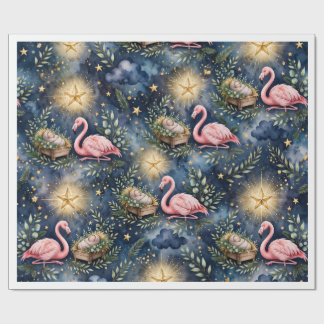 Silent Night Flamingo Christmas Wrapping Paper Rol