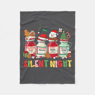 Silent Night Funny Nurse Christmas Design  Fleece Blanket