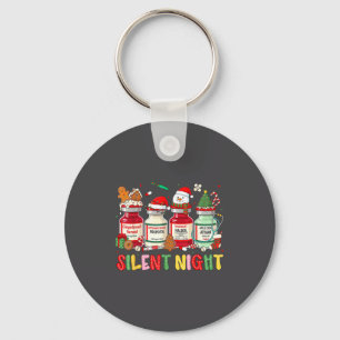 Silent Night Funny Nurse Christmas Design  Key Ring