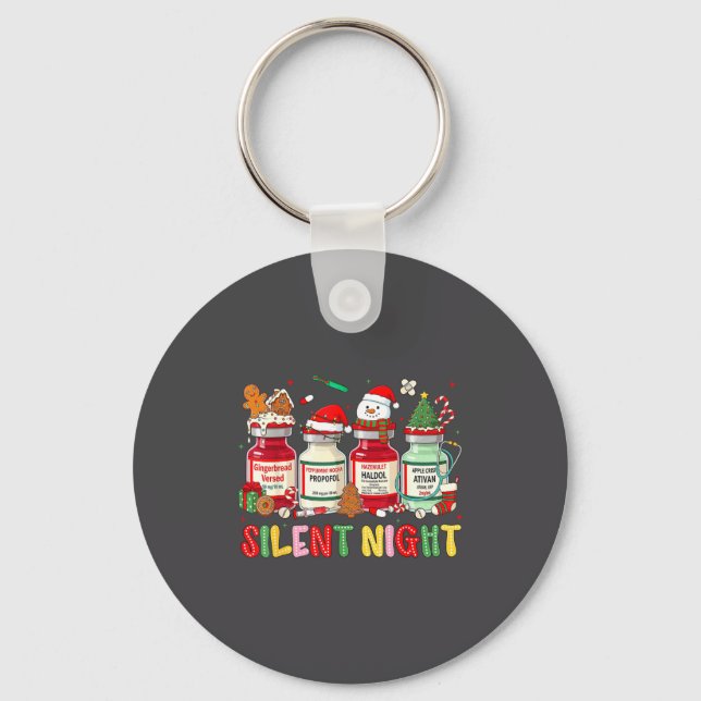 Silent Night Funny Nurse Christmas Design  Key Ring (Front)