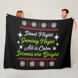 Silent Night Gaming Night All Calm Screens Bright Fleece Blanket