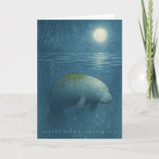 Silent Night, Gentle Sea – Peaceful Manatee Holiday Card