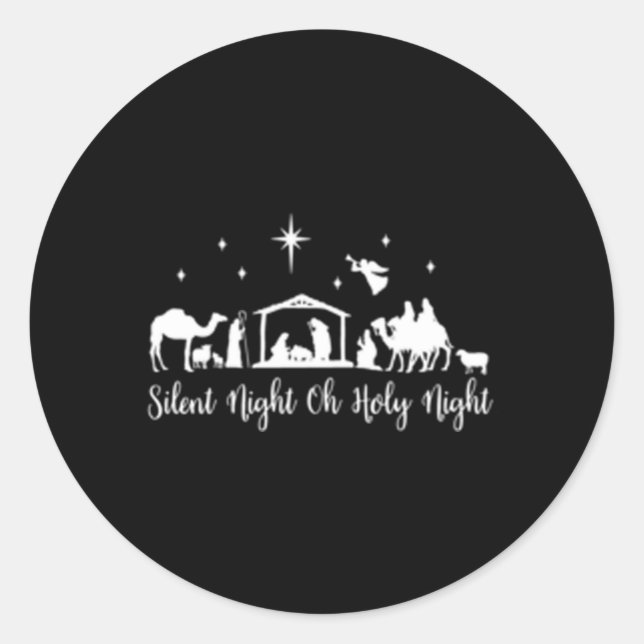 Silent Night Holy Nativity Christian Classic Round Sticker (Front)