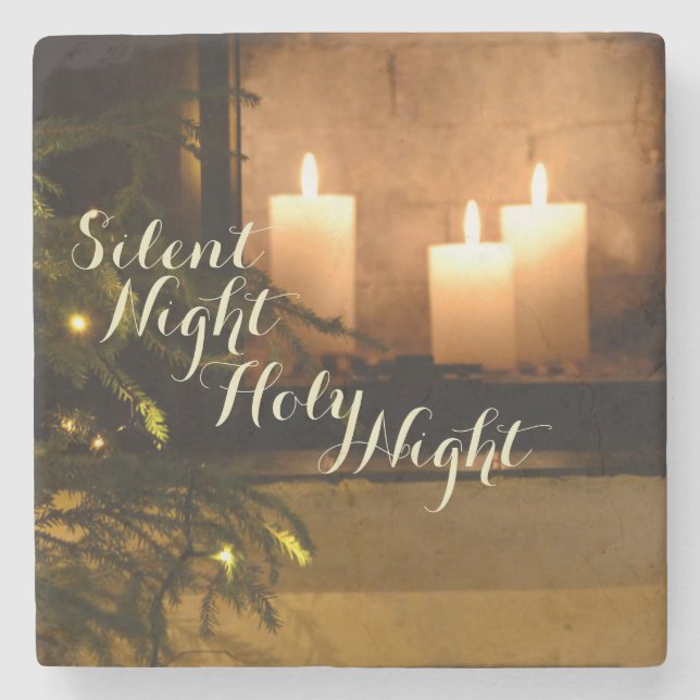 "Silent Night Holy Night" Beloved Christmas Carol Stone Coaster (Front)