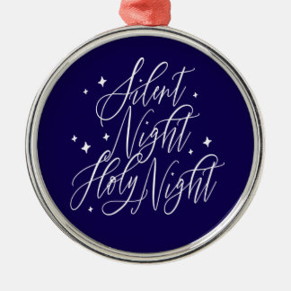 Silent Night Holy Night Blue Christmas Ornament