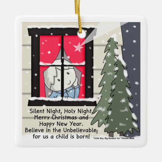 Silent Night, Holy Night Ceramic Ornament (Front)