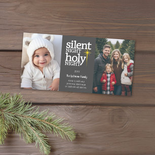 Silent Night, Holy Night Christian - 2 Photo Holiday Card