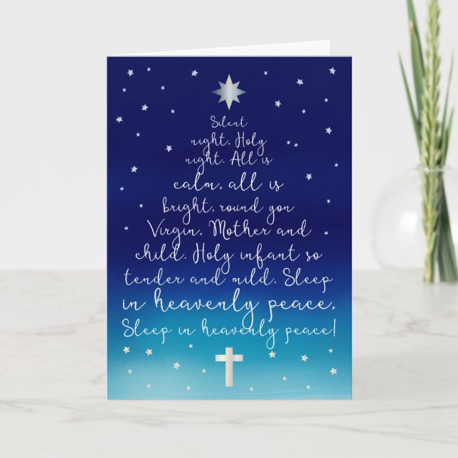 Silent Night Holy Night Christian Christmas Holiday Card (Front)