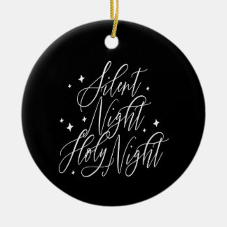 Silent Night Holy Night Christmas Black Round Ceramic Tree Decoration