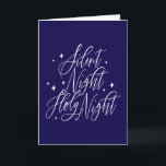 Silent Night Holy Night Holiday Christmas Card<br><div class="desc">A holiday greeting card in navy blue and white coloring with an inspirational message expressing spiritual joy while featuring festive heartfelt wishes for serenity and illumination.</div>