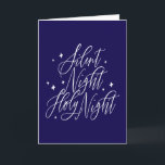 Silent Night Holy Night Holiday Christmas Card<br><div class="desc">A holiday greeting card in navy blue and white coloring with an inspirational message expressing spiritual joy while featuring festive heartfelt wishes for serenity and illumination.</div>