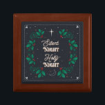 Silent Night, Holy Night Jewellery Keepsake Box<br><div class="desc">An Elegant and Modern Vintage Wooden Jewellery Keepsake Box features a mixture of a starry background, the Northern Star of Bethlehem, ornamental flourished lettering, and a mistletoe botanical garland theme to represent the best of the holidays. It is inspired by the Christmas songs of Christmas past of the lyrics “Let...</div>