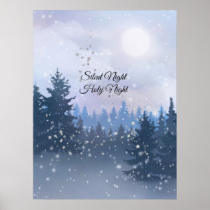 Silent Night Holy Night Magic Winter Illustration  Poster