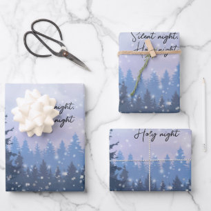 Silent Night Holy Night Magic Winter Illustration  Wrapping Paper Sheet