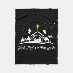 Silent Night Holy Night Nativity Scene Christian C Fleece Blanket