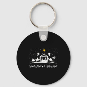 Silent Night Holy Night Nativity Scene Christian C Key Ring