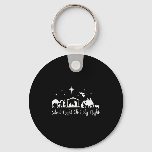 Silent Night Holy Night Nativity Scene Religious C Key Ring (Front)