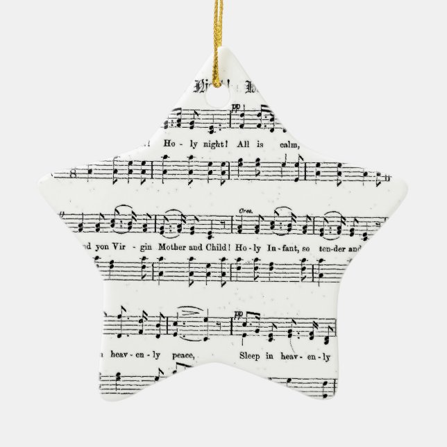 SILENT NIGHT HOLY NIGHT SHEET MUSIC CHRISTMAS SONG CERAMIC TREE DECORATION (Front)